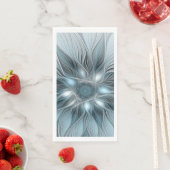 Joyful Flower Abstract Blue Gray Floral Fractal Servet (Insitu)