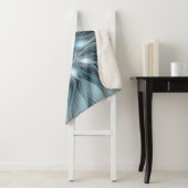 Joyful Flower Abstract Blue Gray Floral Fractal Sherpa Deken (In situ)