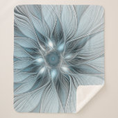 Joyful Flower Abstract Blue Gray Floral Fractal Sherpa Deken (Voorkant)