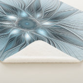 Joyful Flower Abstract Blue Gray Floral Fractal Sherpa Deken (3/4)