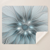 Joyful Flower Abstract Blue Gray Floral Fractal Sherpa Deken (Voorkant (horizontaal))