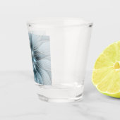 Joyful Flower Abstract Blue Gray Floral Fractal Shot Glas (Rechts)