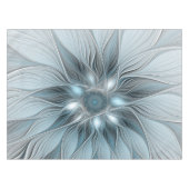 Joyful Flower Abstract Blue Gray Floral Fractal Tafelkleed (Voorkant (Horizontaal))