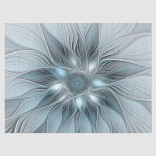 Joyful Flower Abstract Blue Gray Floral Fractal Tissuepapier