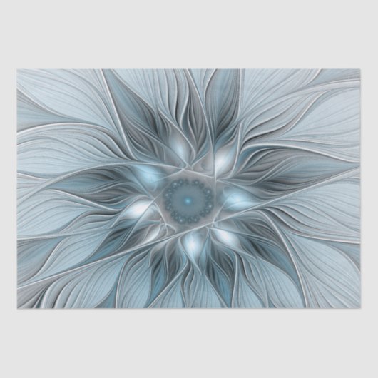 Joyful Flower Abstract Blue Gray Floral Fractal Tissuepapier (Voorkant)