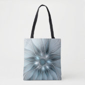 Joyful Flower Abstract Blue Gray Floral Fractal Tote Bag (Voorkant)