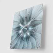 Joyful Flower Abstract Blue Gray Floral Fractal Vierkante Klok (Hoek)