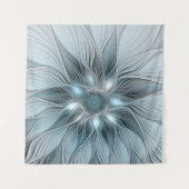 Joyful Flower Abstract Blue Gray Floral Fractal Wandkleed (Voorkant)