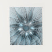 Joyful Flower Abstract Blue Gray Floral Fractal Wandkleed (Voorkant)