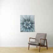 Joyful Flower Abstract Blue Gray Floral Fractal Wandkleed (In situ)