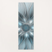 Joyful Flower Abstract Blue Gray Floral Fractal Yogamat (Voorkant)