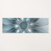 Joyful Flower Abstract Blue Gray Floral Fractal Yogamat (Voorkant (horizontaal))