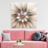 Joyful Flower Abstract Floral Fractal Art Triptych Canvas Afdruk (Insitu (Woonkamer))