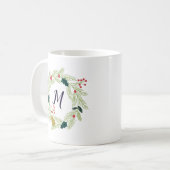 Joyful Foliage Holiday Wreatmonogram Koffiemok (Voorkant links)