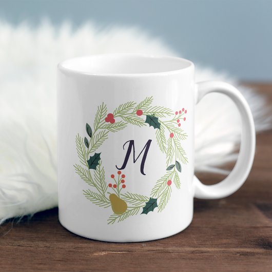 Joyful Foliage Holiday Wreatmonogram Koffiemok