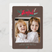 Joyful Foliage kerstfeestdag in houten platte kaar Kaart (Voorkant / Achterkant)