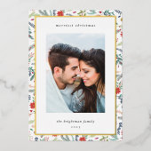 Joyful Foliage | Kerstfoto Folie Feestdagenkaart (Voorkant)