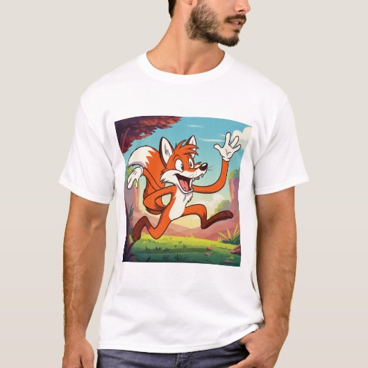 Joyful Forest Fox: een vrolijk Cartoon-avontuur T-shirt (Voorkant)