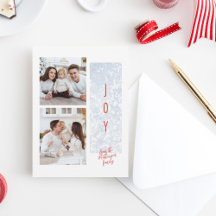 Joyful Frosty Family Twee Foto Vakantie Kaart