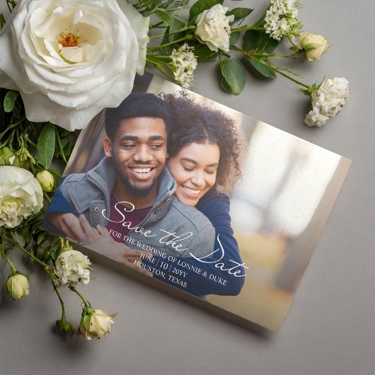 Joyful Fun Photo Wedding Sla de datum op Magnetische Uitnodiging