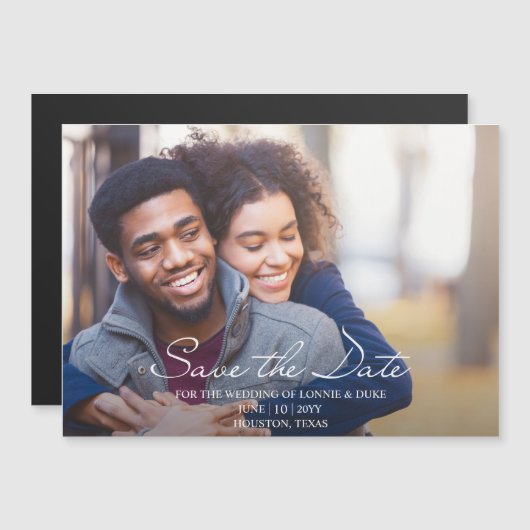 Joyful Fun Photo Wedding Sla de datum op Magnetische Uitnodiging (Voorkant / Achterkant)