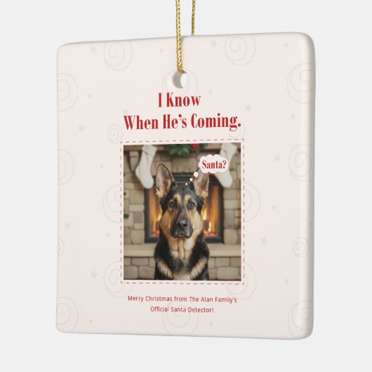 Joyful Funny Dog Pet Photo Christmas Holiday Keramisch Ornament (Links)