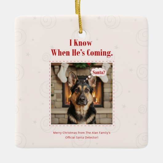 Joyful Funny Dog Pet Photo Christmas Holiday Keramisch Ornament (Voorkant)