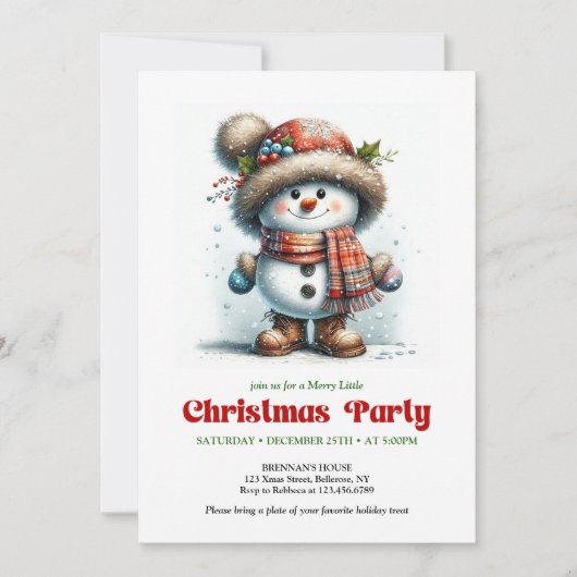 Joyful funny snowman invite festive party digital kaart (Voorkant)