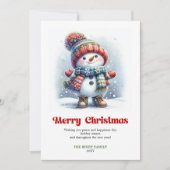 Joyful funny snowman minimalist holiday greeting feestdagenkaart (Voorkant)