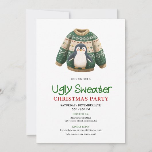 Joyful Funny Ugly Sweater Christmas Invite Kaart (Voorkant)