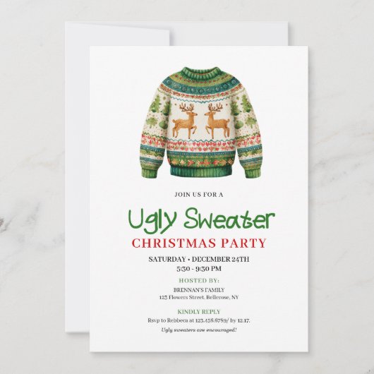 Joyful Funny Ugly Sweater Holiday Party Card Kaart (Voorkant)