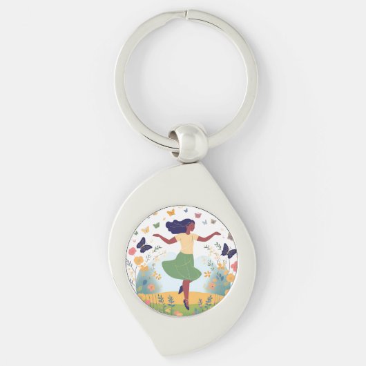 Joyful Garden Dancer Metal Sleutelhanger (Voorkant)