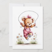 Joyful Girl Teddy Bear 1st Birthday Kaart (Achterkant)