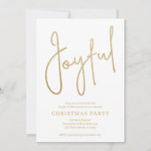 JOYFUL Gold Faux Foil on White Christmas Party Kaart (Voorkant)