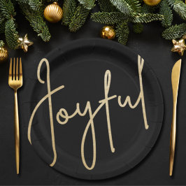 JOYFUL Gold Faux Folie Black Holiday Papieren Bordje