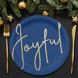 JOYFUL Gold Faux Folie Blauwe Kerstmis Papieren Bordje