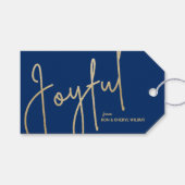JOYFUL Gold Faux Folie Blue Cadeaulabel (Voorkant (Horizontaal))