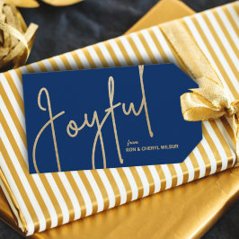 JOYFUL Gold Faux Folie Blue Cadeaulabel