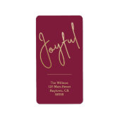 JOYFUL Gold Faux Folie Cranberry-adres Etiket (Voorkant)