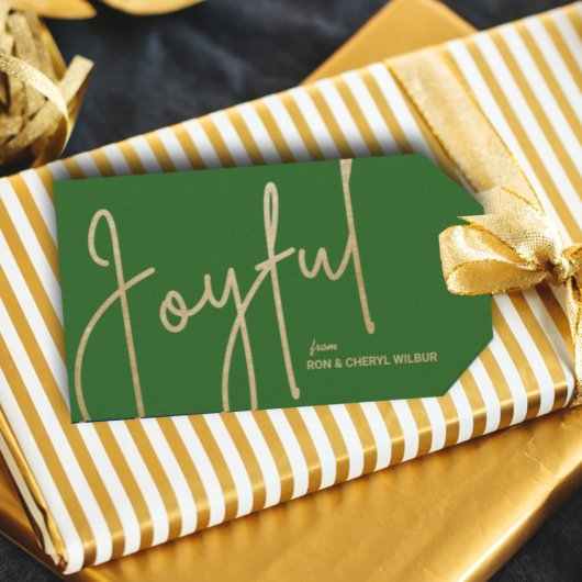 JOYFUL Gold Faux Folie Green Gift Labels Cadeaulabel