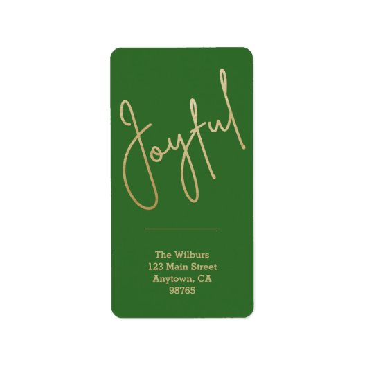 JOYFUL Gold Faux Folie Green-kerstadres Etiket (Voorkant)