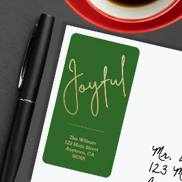 JOYFUL Gold Faux Folie Green-kerstadres Etiket