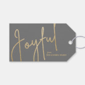 JOYFUL Gold Faux Folie grijs Cadeaulabel (Voorkant (Horizontaal))