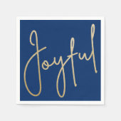 JOYFUL Gold Faux Folie op blauw Servet (Voorkant)