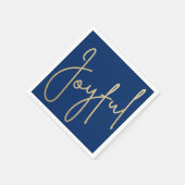JOYFUL Gold Faux Folie op blauw Servet (Hoek)
