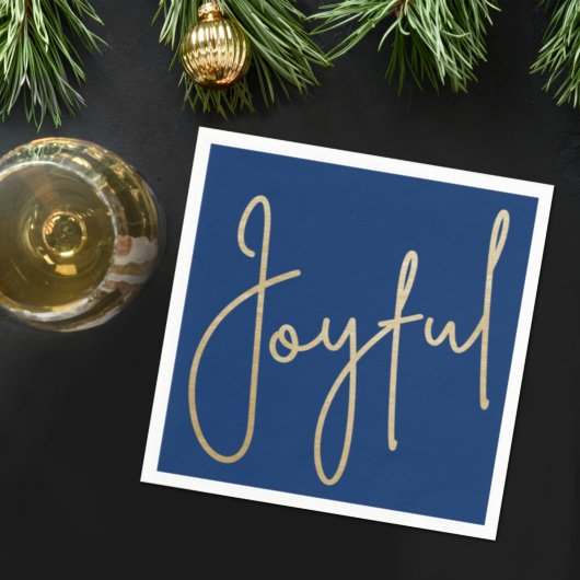 JOYFUL Gold Faux Folie op blauw Servet