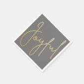 JOYFUL Gold Faux Folie op grijs Servet (Hoek)