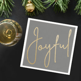 JOYFUL Gold Faux Folie op grijs Servet