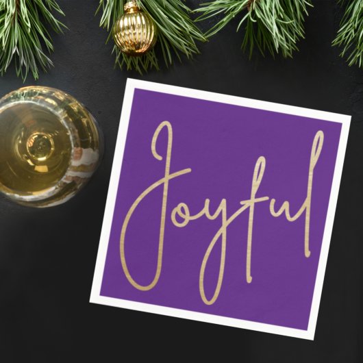 JOYFUL Gold Faux-Folie op Paars Servet