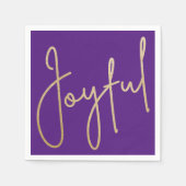 JOYFUL Gold Faux-Folie op Paars Servet (Voorkant)